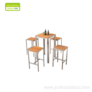 Stainless Steel Frame Bar Table And Chair Set